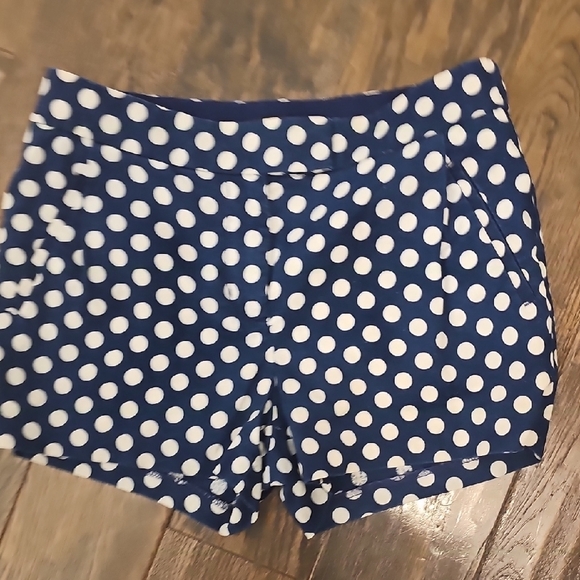 J. Crew High Waist Navy Polka Dot Shorts - Picture 1 of 4